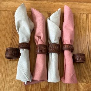 Napkin/Carved Wooden Napkin Ring Holder Bundle